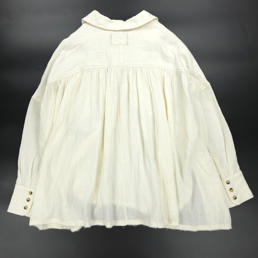 NEW Free People Cardiff Top Gauze Button Down Beachy Boho Lagenlook VSCO Minimal - Picture 9 of 14